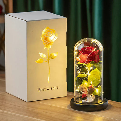 Eternal Rose in Glass Dome Decorative Flower Gift for Girlfriend