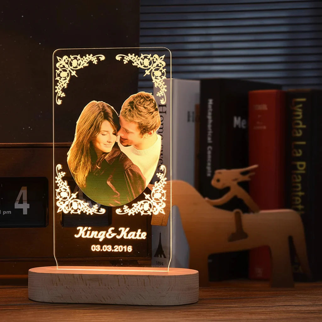 Personalized 3D Photo Night Light with Custom Text