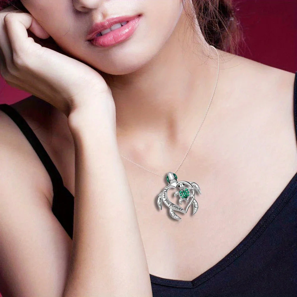 Sea Turtle Love Pendant Necklace