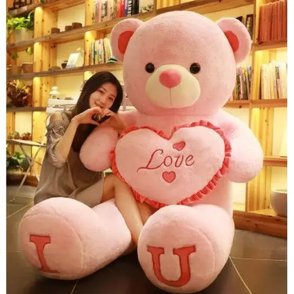 80/100cm I Love You Teddy Bear Plush - Large Soft Stuffed Toy for Kids, Girlfriend, or Valentine's Day