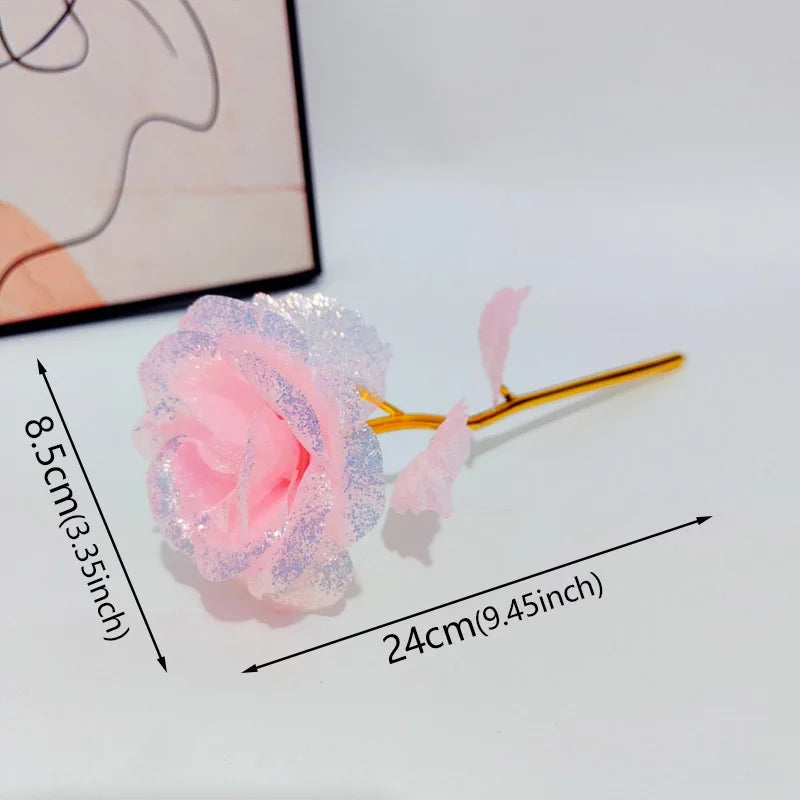 Foil Plated Rose Gold Rose Artificial Flowers Gift Set