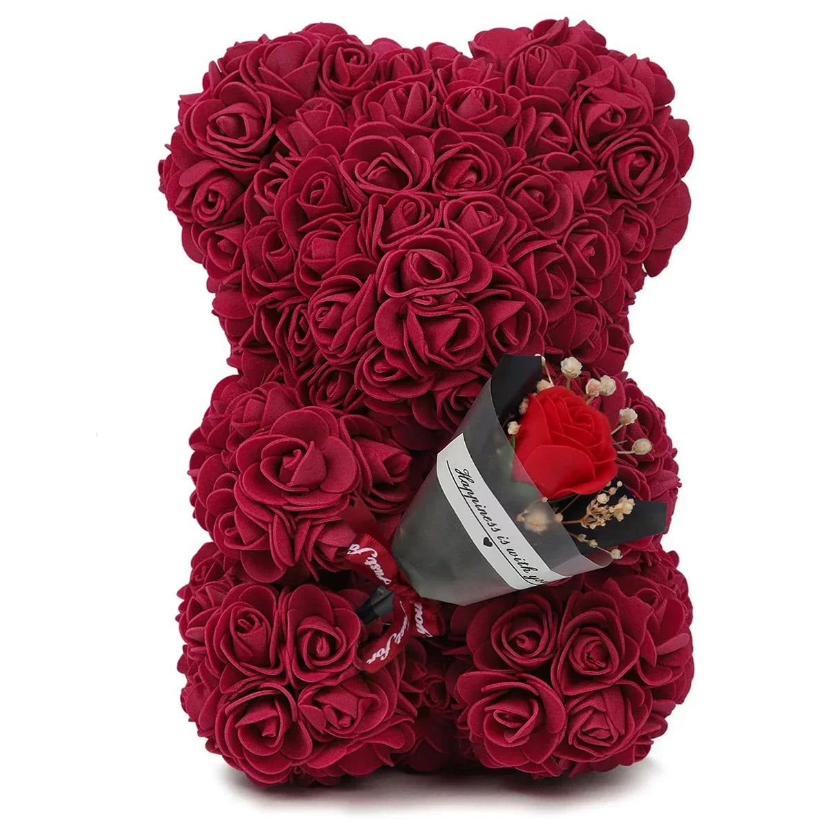 Rose Teddy Bear with Artificial Flowers - Romantic Gift for Girlfriend, Wife, or Mom