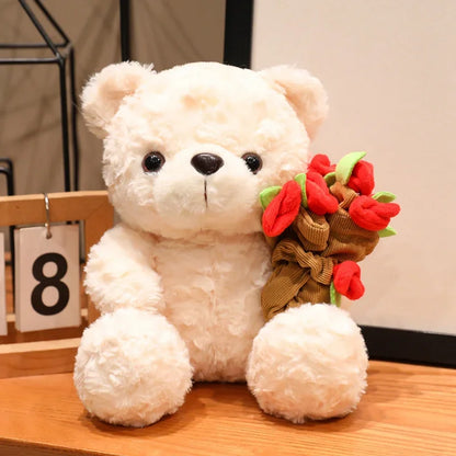 Sitting Bear Plush Toy with Heart Gift for Her
