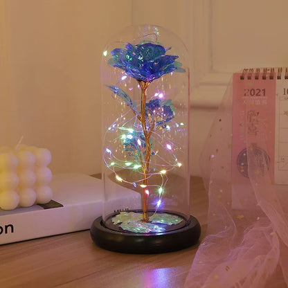 Galaxy Eternal Rose in Dome with LED Lights - Romantic Gift for Valentine's Day, Mother's Day, Wedding