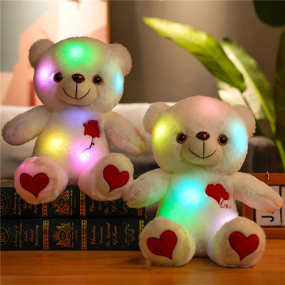 Luminous Plush Bear with Bowtie and Rose Heart 30cm