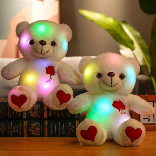 Luminous Plush Bear with Bowtie and Rose Heart 30cm