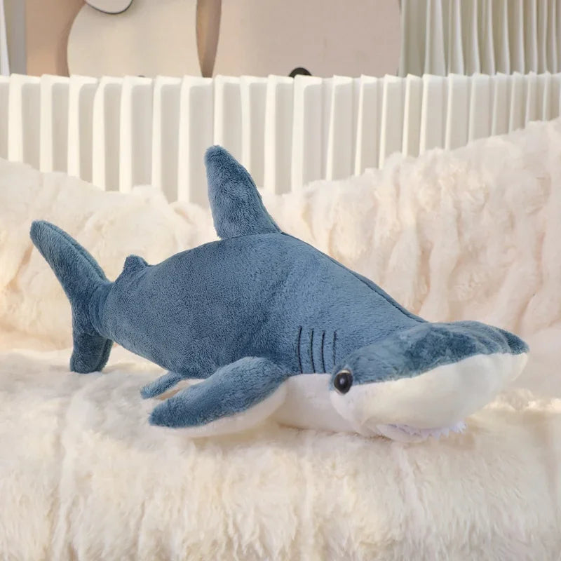 Cute Gray Blue Shark Plush Toy - Soft Stuffed Sea Animal Pillow for Kids
