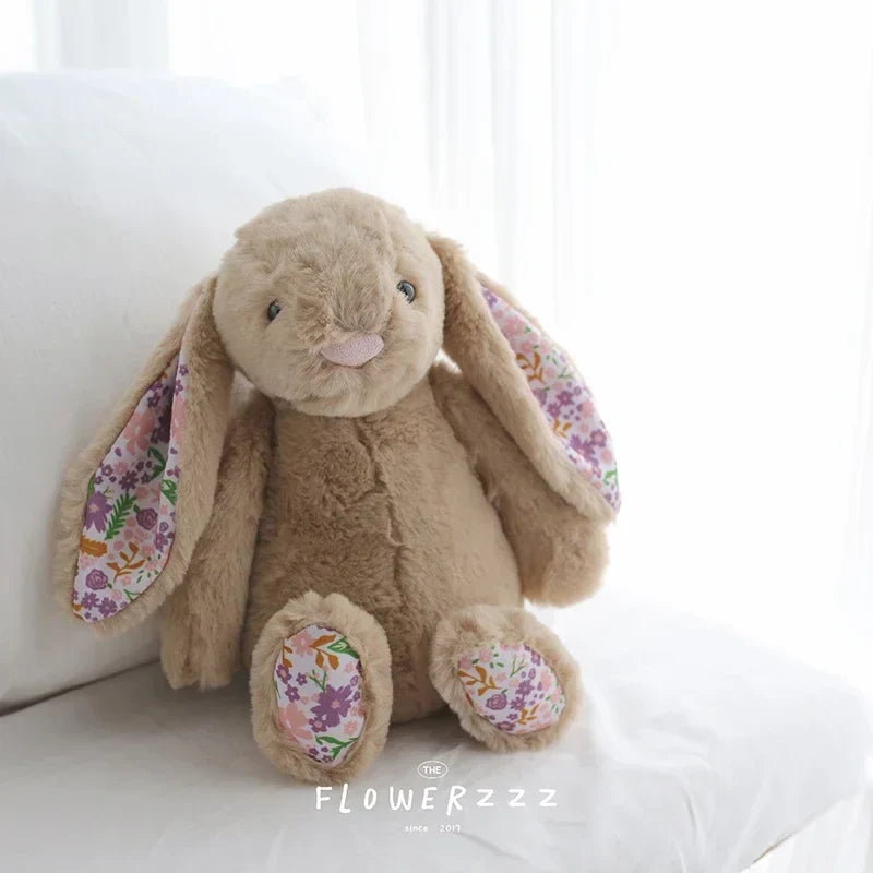 Bonnie Rabbit Plush Toy Soft Bunny with Floral Ears for Kids and Home Decor