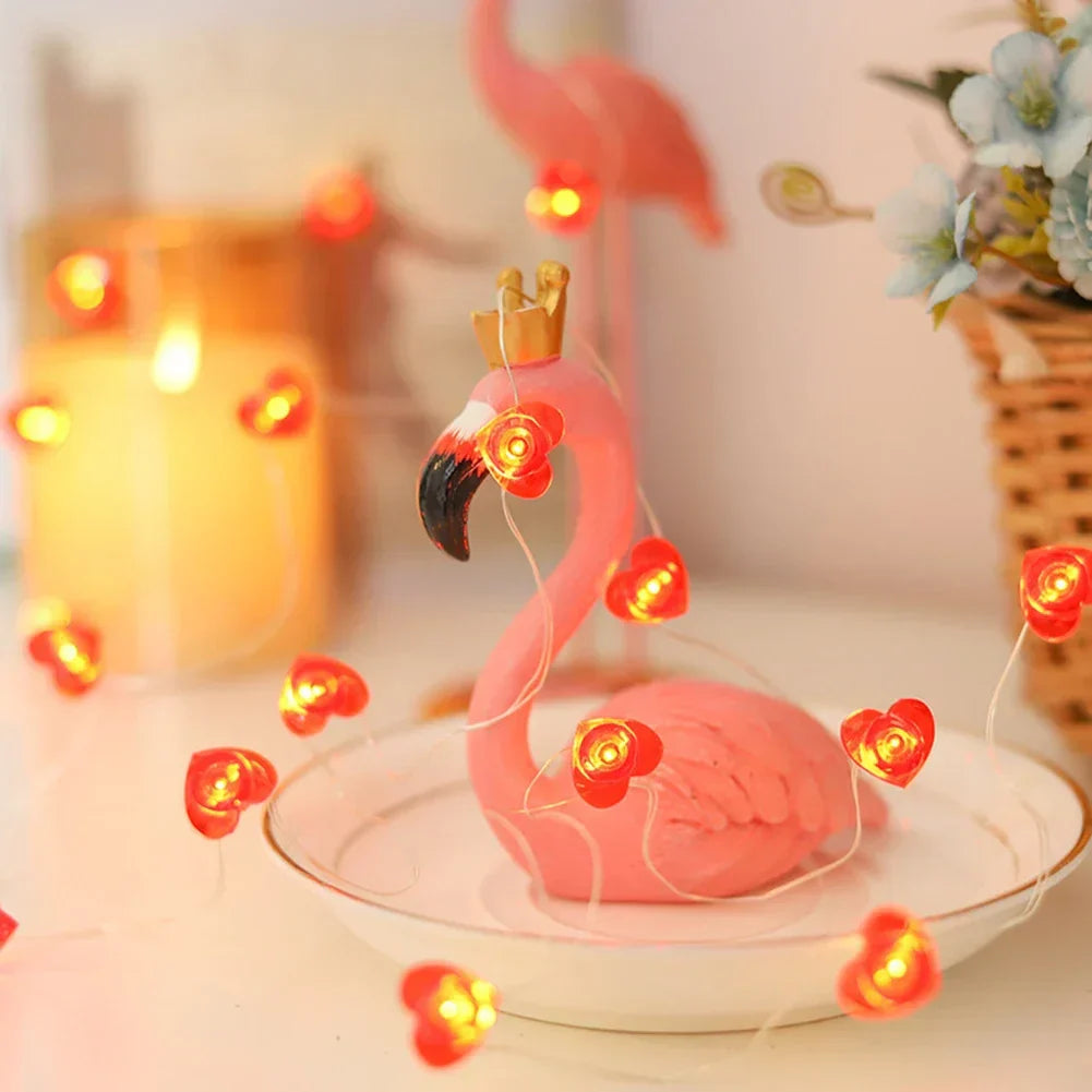 Red Heart LED String Lights for Valentine's Day Decor