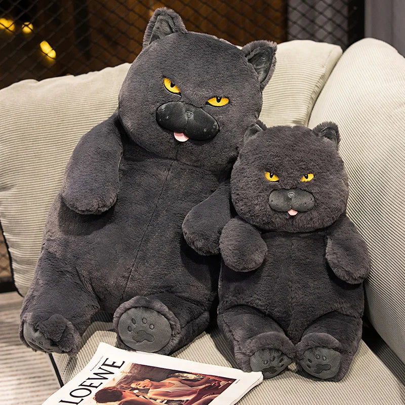 Chubby Black Cat Plush Stuffed Toy Soft Decorative Pillow