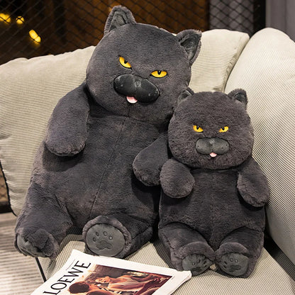 Chubby Black Cat Plush Stuffed Toy Soft Decorative Pillow