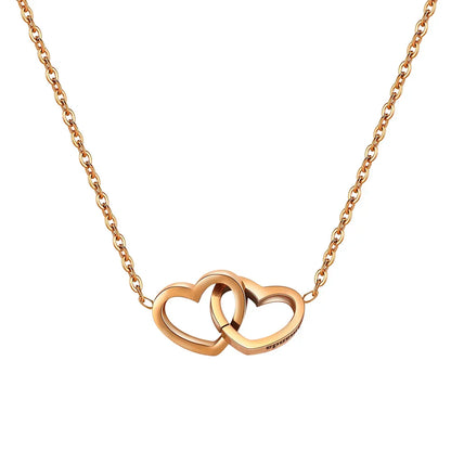 Personalized Double Heart Name Necklace in Stainless Steel