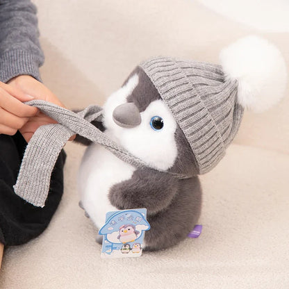Couple Penguin Plush Pillow with Hat and Scarf