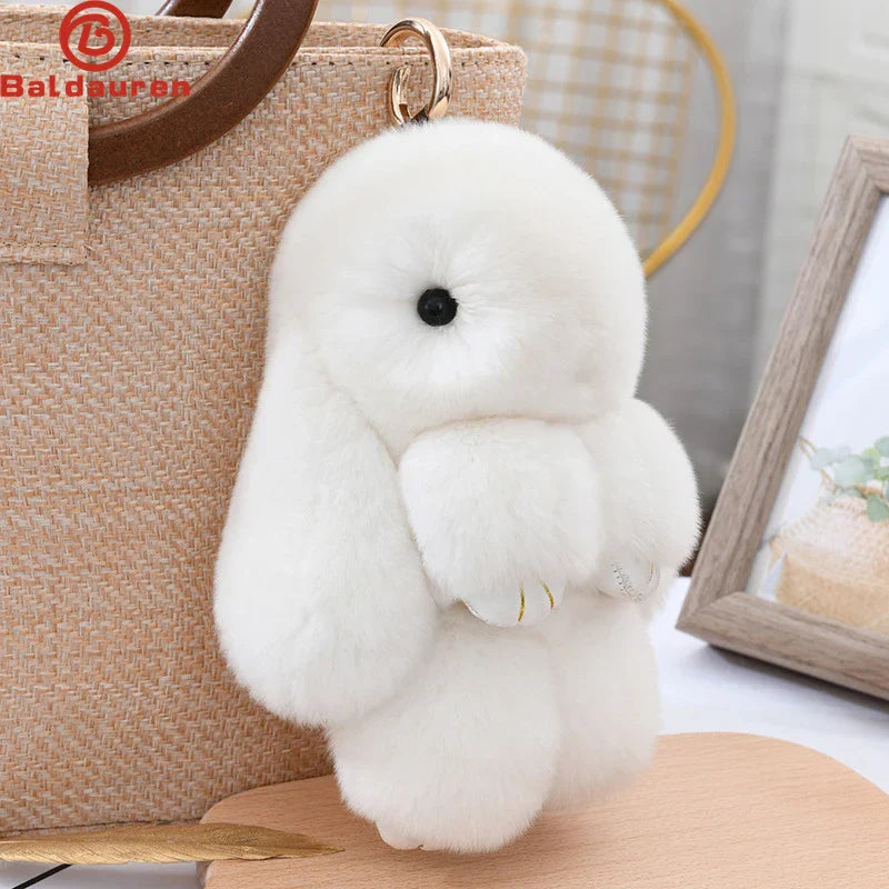 Cute Fluffy Rex Rabbit Fur Keychain