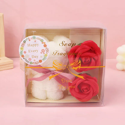 Towel Bear Soap Flower Gift Box for Valentine's Day, Wedding, Mother's Day, and Birthday