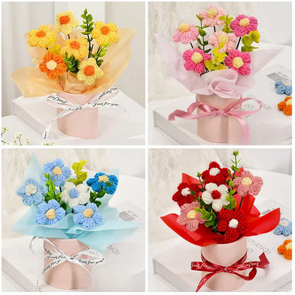 Hand-Woven Rose Flower Bouquet Artificial Flowers for Birthday and Valentine's Day