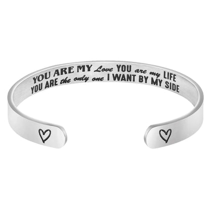 Engraved Open Bangle Bracelet