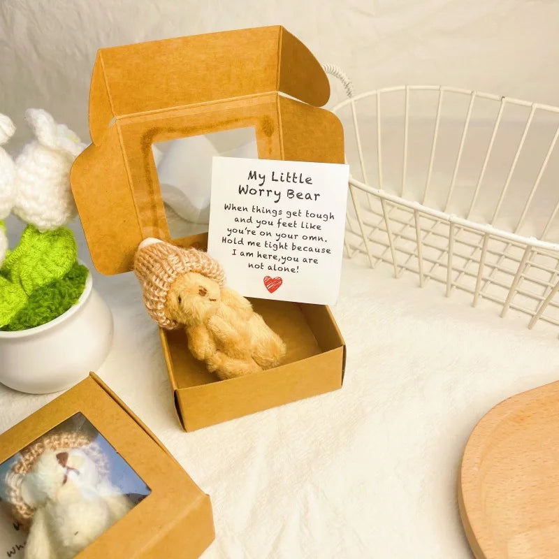 Pocket Worry Bear Plush with Encouragement Card Gift Box