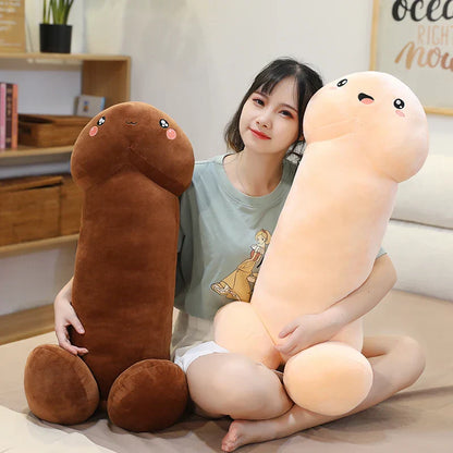 Cute Flesh-Colored Plush Penis Pillow - Soft, Fun Cushion Gift for Girls