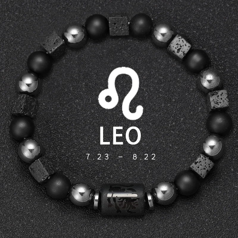 12 Zodiac Natural Stone Beaded Bracelet