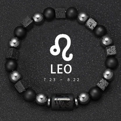 12 Zodiac Natural Stone Beaded Bracelet