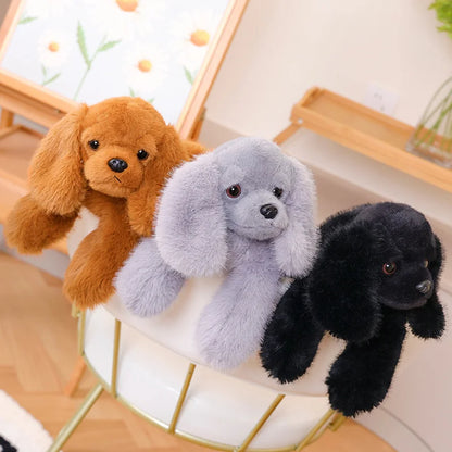 Soft & Cuddly 30CM Prone Simulation Dog Plush Toy for Warm Companionship