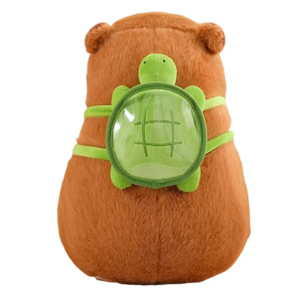 Cute Kawaii Capybara Plush Toy with Turtle Bag - Fluffy Strawberry Cap Gift