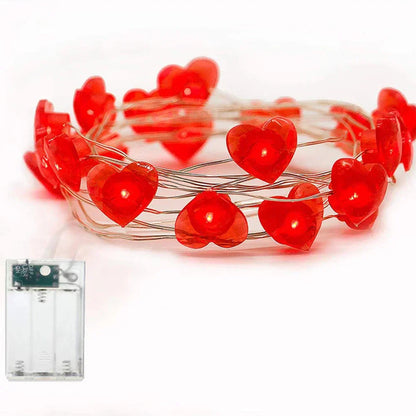 Red Heart LED String Lights for Valentine's Day Decor