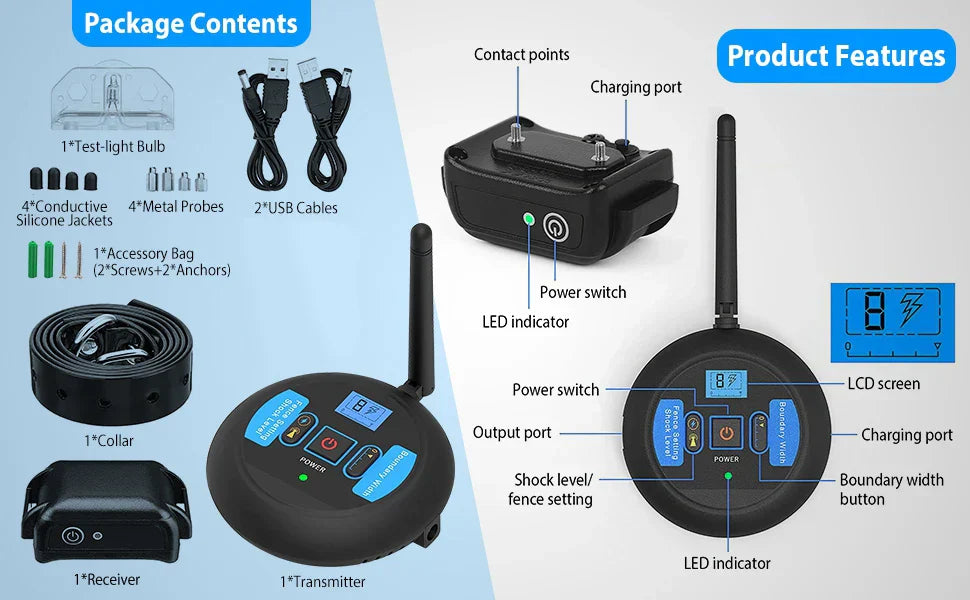 Wireless Dog Fence, Electric Dog Collar Fence