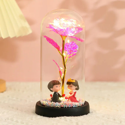 Eternal Rose LED Light in Glass Dome for Romantic Gifts