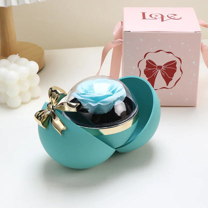 Round Bow Eternal Rose Jewelry Gift Box for Necklace and Ring