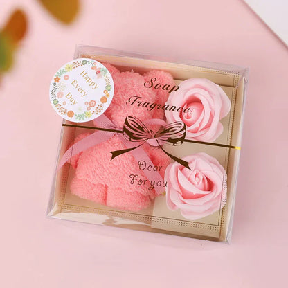 Towel Bear Soap Flower Gift Box for Valentine's Day, Wedding, Mother's Day, and Birthday