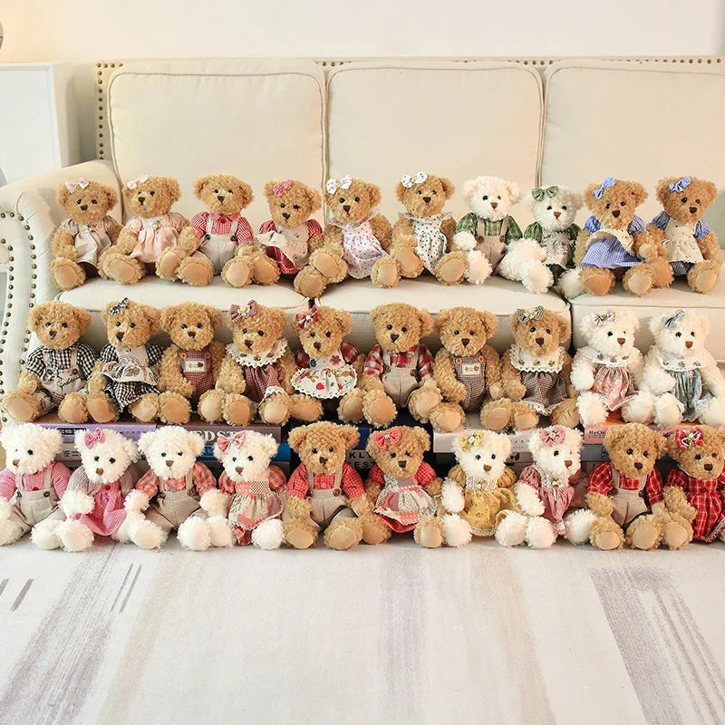 Couple Teddy Bear Plush Set Dressed Soft Dolls 26cm
