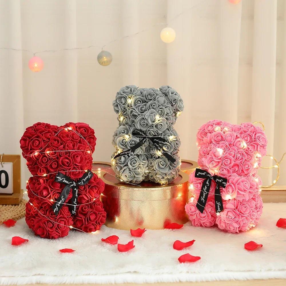 Teddy Rose Flower Bear With Gift Box