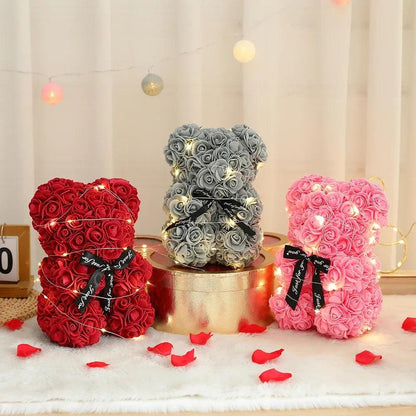 Teddy Rose Flower Bear With Gift Box