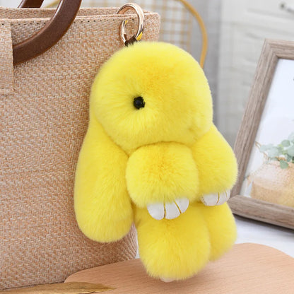 Cute Fluffy Rex Rabbit Fur Keychain