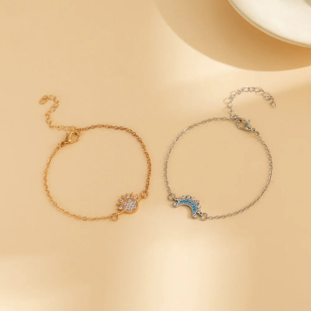 Magnetic Sun and Moon Couple Necklace Set