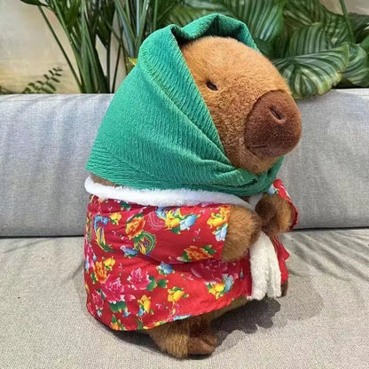 25cm Kapibara Plush Toy with Jacket Soft Stuffed Animal Doll for Gifts