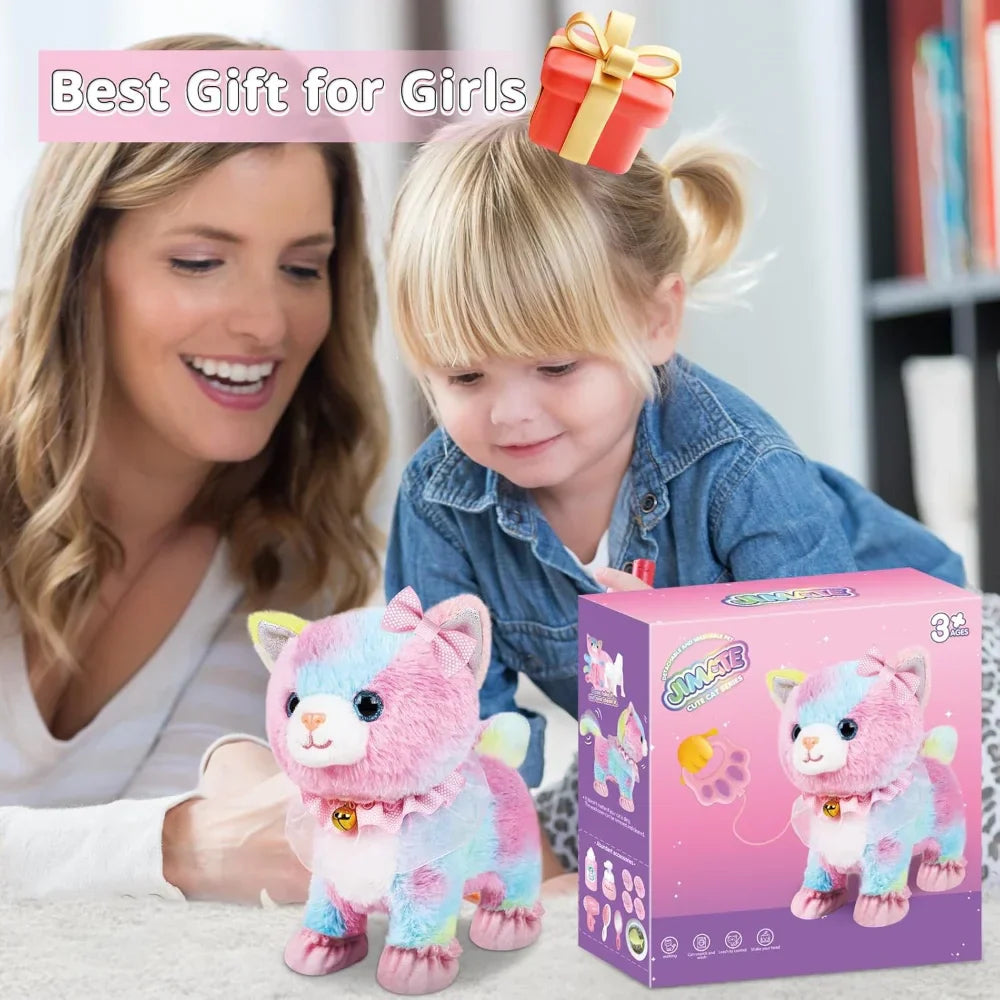 Interactive Walking & Barking Plush Cat Toy - Remote Control Fun!