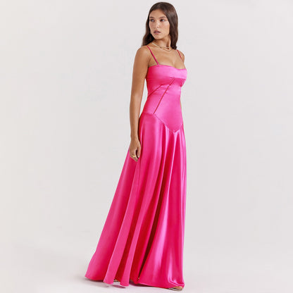 Satin Back Tie-Up Maxi Dress