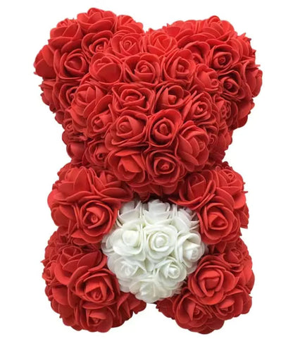 25-40cm Rose Teddy Bear - Handmade Flower Bear Gift for Valentine's Day or Birthday
