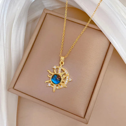 Titanium Steel Star Pendant Necklace in Gold Tone
