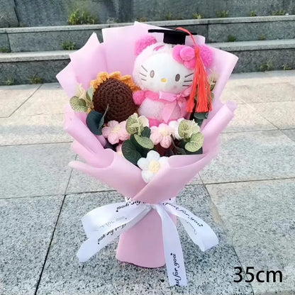Cute Cat Plush Bouquet with Rose