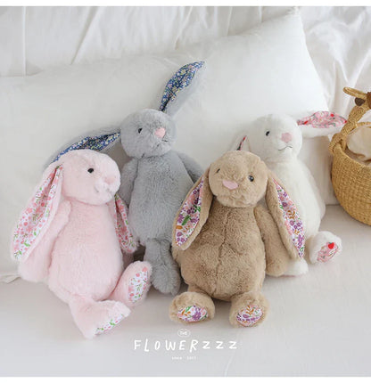 Bonnie Rabbit Plush Toy Soft Bunny with Floral Ears for Kids and Home Decor