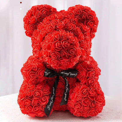 Eternal Rose Teddy Bear with Gift Box and Warm Lights