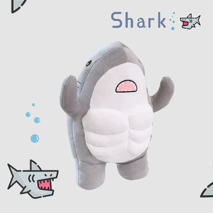 Adorable Muscle Shark Plush Toy - Soft Stuffed Animal for Kids' Sleep & Play