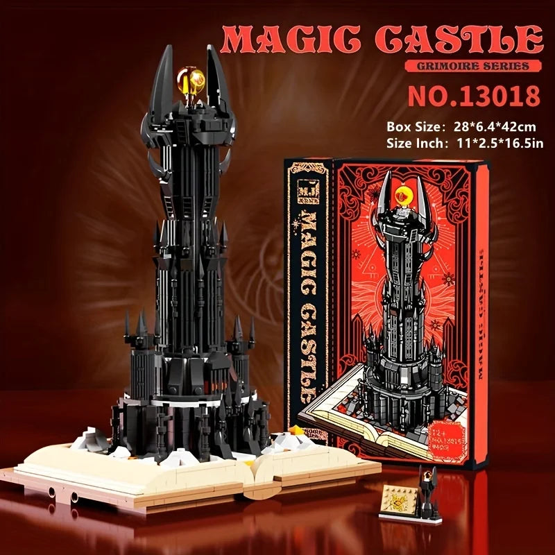 966PCS Black Tower Magic Book Building Blocks