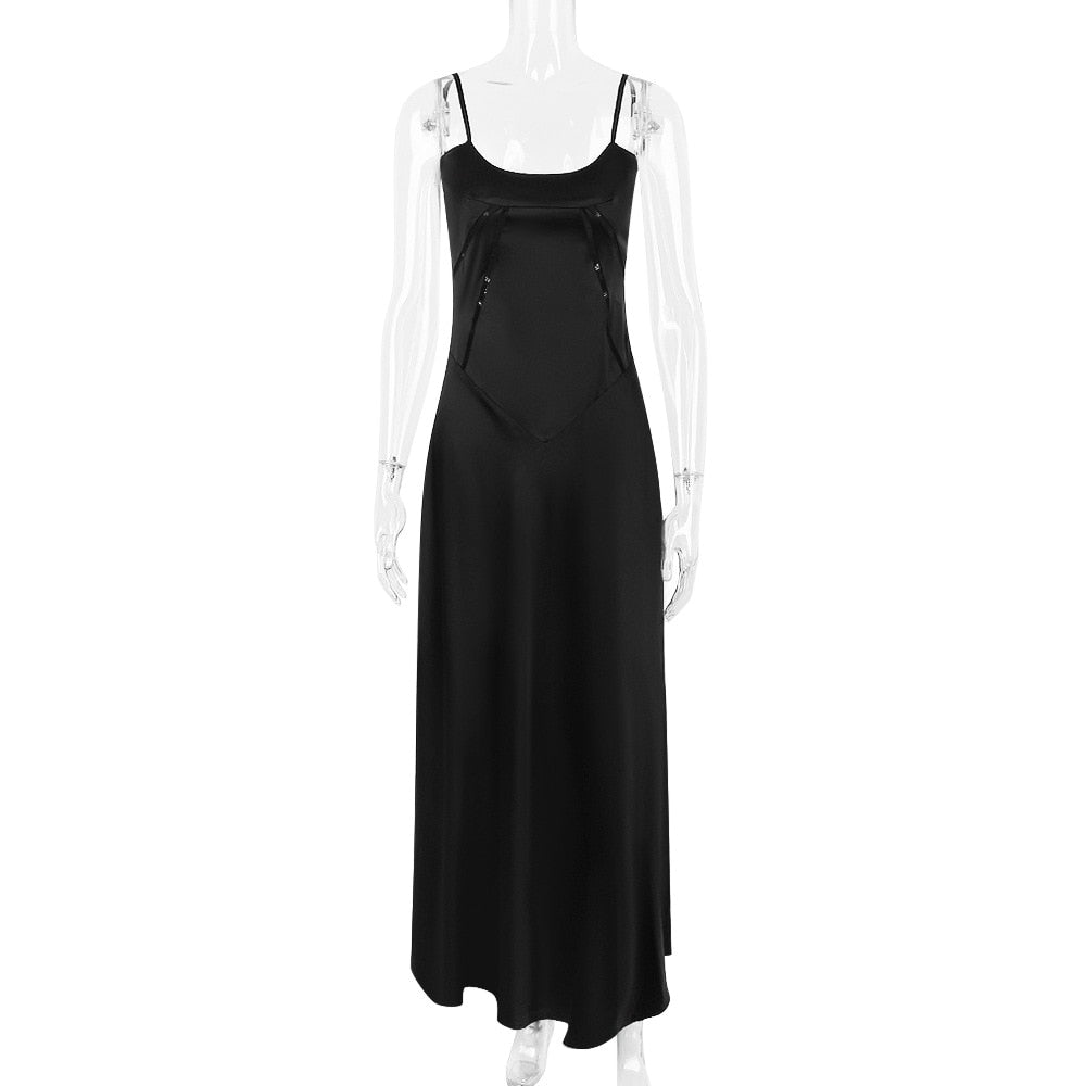 Satin Back Tie-Up Maxi Dress