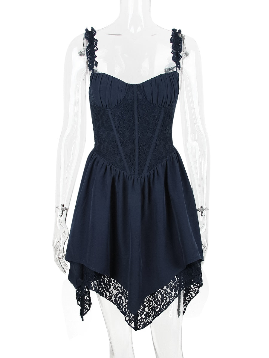 Blue Frill Layered Mini Dress