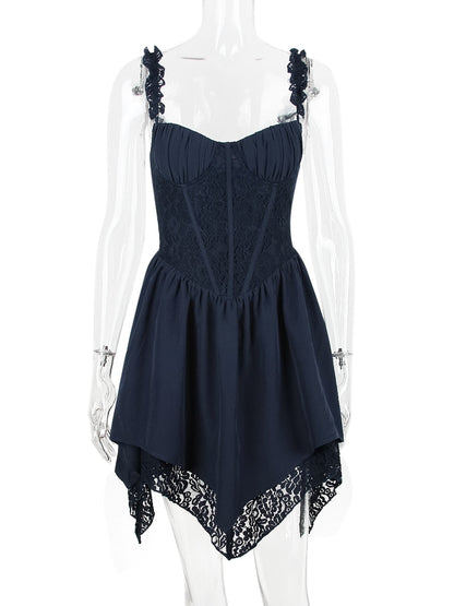 Blue Frill Layered Mini Dress